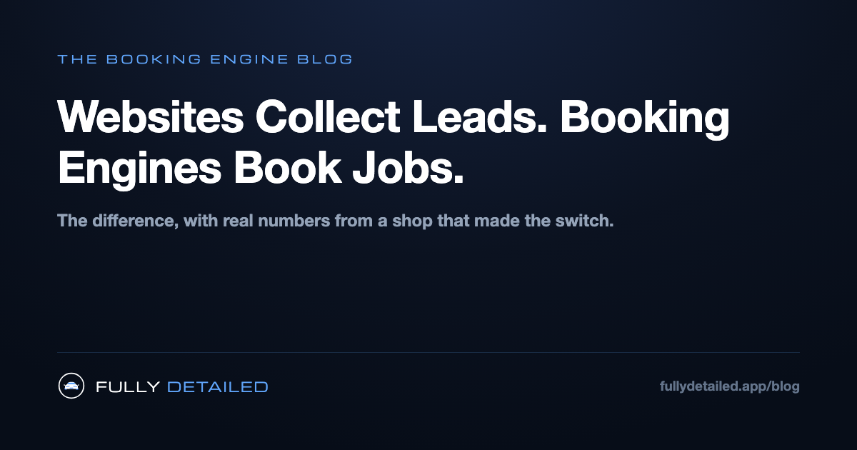Websites Collect Leads. Booking Engines Book Jobs.
